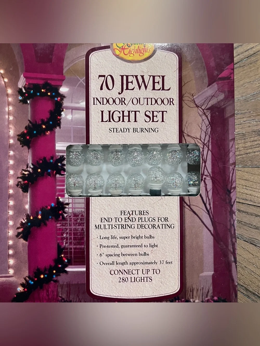 LOT of 5 CLEAR Vintage Holiday Highlights 70 Indoor/Outdoor Lights NEW Kmart NEW